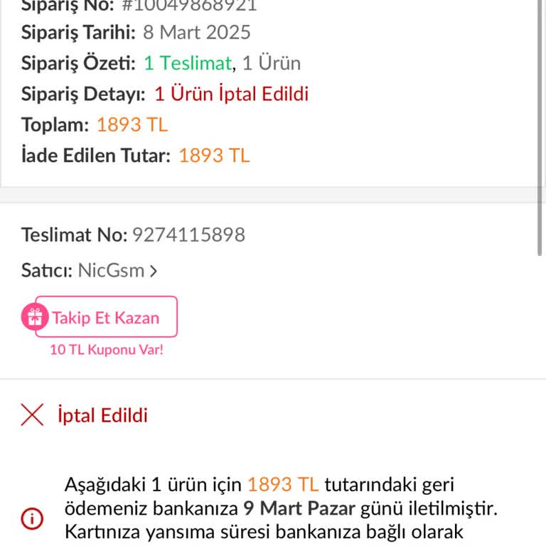 Trendyol Alışverişimde Para İadesi Sorunu