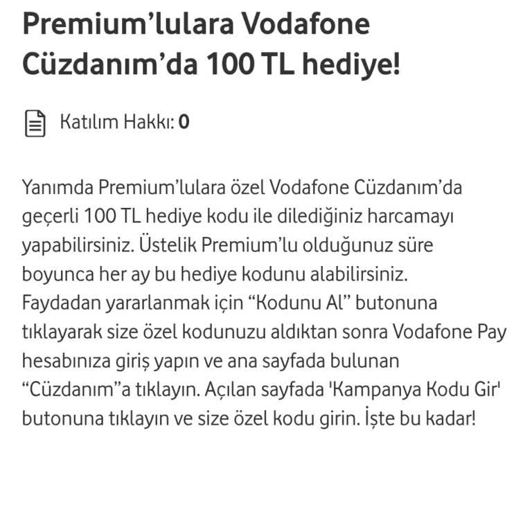Vodafone Prime İndirim Kodu Sorunu