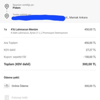Yemeksepeti'nde Teslim Edilmeyen Sipariş Ve İade Talebi