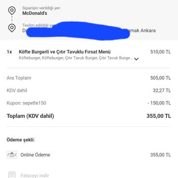 Yemeksepeti'nde Teslim Edilmeyen Sipariş Ve İade Talebi
