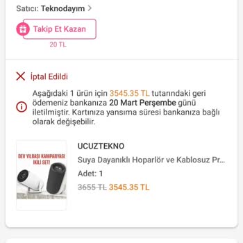 İptal Edilen Alışverişin İadesi Gecikti