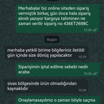 Online Sipariş İptali Ve İletişim Sorunları