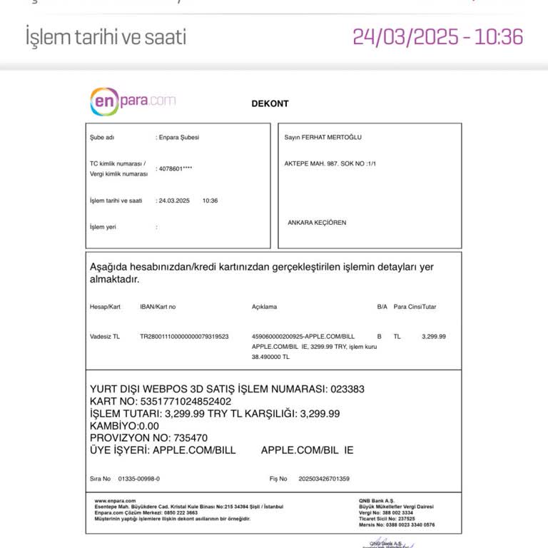 İzinsiz Çekilen 3.299.99 TL İçin Acil İade Talebi