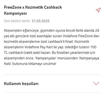 Vodafone FreeZone Cashback Kampanyasında Hatalı Sistem Yönlendirmesi