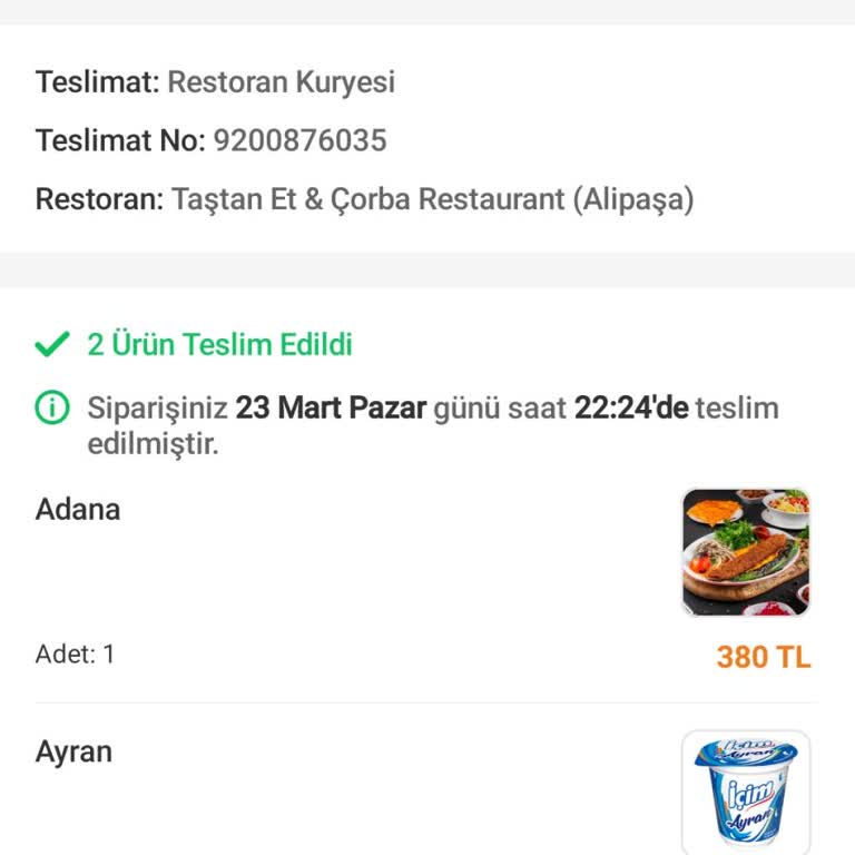 Trendyol Yemek Taştan Et Kasap Sipariş Sorunu!