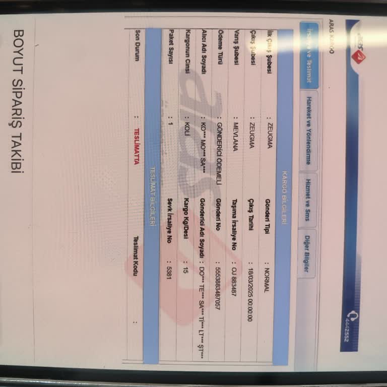 Aras Kargo Mevlana Şubesi Teslimat Sorunu