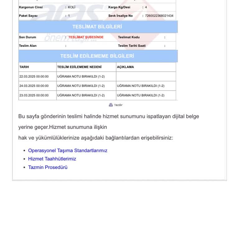 Aras Kargo'nun Teslimat Ve Hasar Sorunları