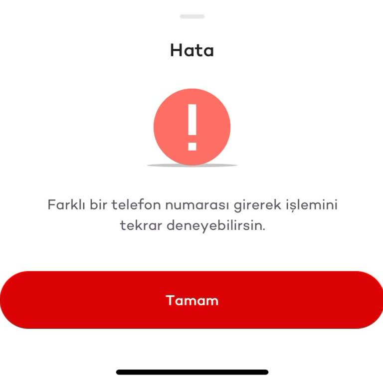 Kayıt İşleminde Telefon Numarası Hatası
