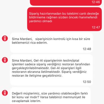 Canlı Destek İlgisizliği Ve Yanlış Sipariş Durumu