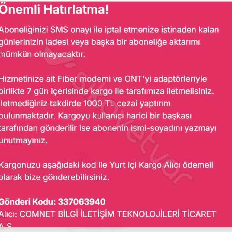 Ödenmeyen İnternet Hizmeti Ücreti Mağduriyeti
