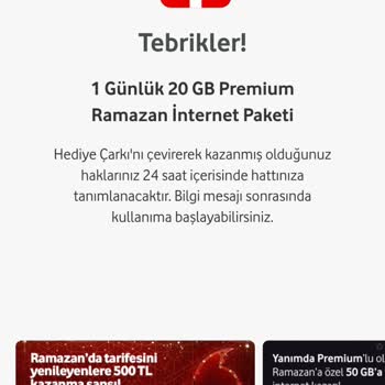 Vodafone Hediye Çarkı Yanıltıcı İnternet Paketi