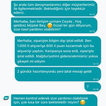 Sipariş İptali Ve Yetersiz Müşteri Hizmeti