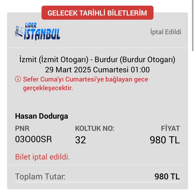 Beklenmedik Sefer İptali Ve Yetersiz Müşteri Hizmetleri