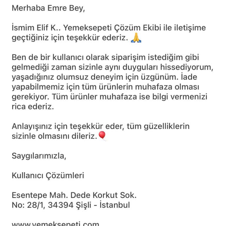 Eksik Sipariş Ve Yetersiz Çözüm