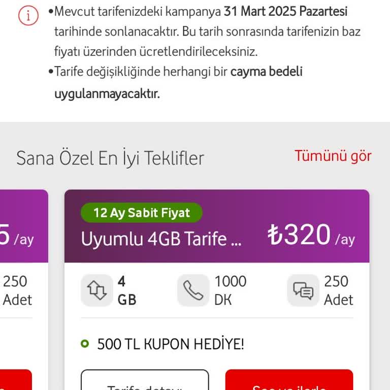 Yüksek Fiyatlı Tarife Değişikliği Sorunu
