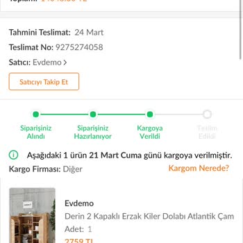 Trendyol'dan Sipariş Edilen Dolap Zamanında Teslim Edilmedi