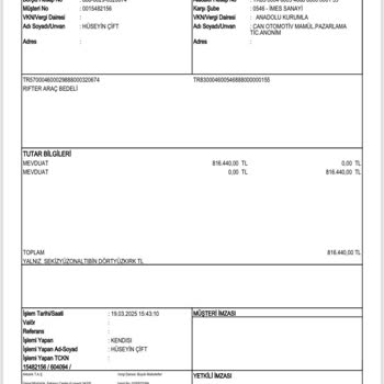 Önceden Ödenen Araç Fiyatına Zam Uygulaması