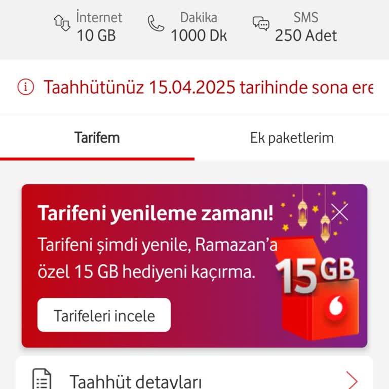 Vodafone Emekliler İçin Uygun Tarifeler Talep Ediyorum