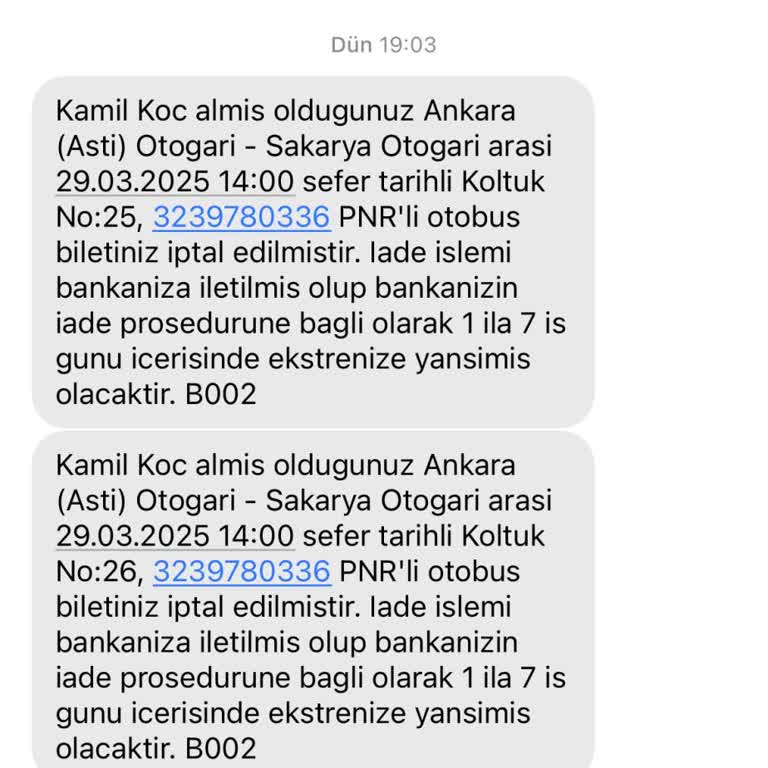 Eksik Bilet İadesi Ve Yetersiz Müşteri Hizmeti