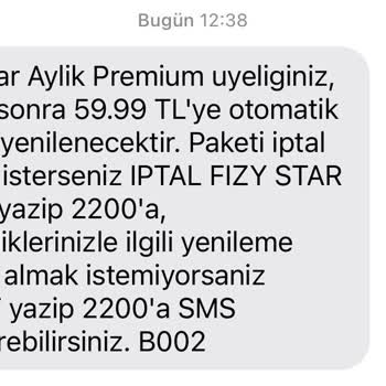 Haksız Faturalanan Fizy Star Premium Aboneliği