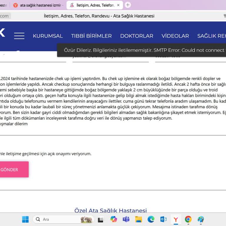 Özel Ata Sağlık Hastanesi İhmali Sonucu Geç Teşhis Edilen Kanser