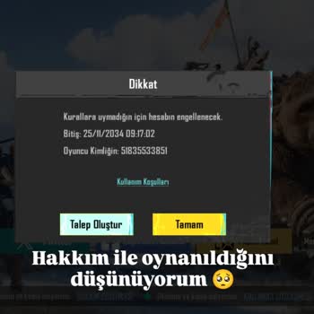 Haksız Yasaklama: PUBG Hesabımın Geri Açılmasını Talep Ediyorum