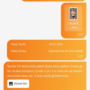 Eksik Ürün Ve Yanıltıcı Kargo Kaydı Sorunu