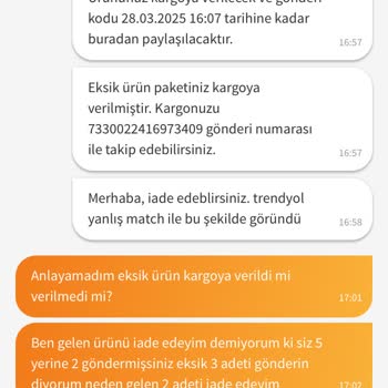 Eksik Ürün Ve Yanıltıcı Kargo Kaydı Sorunu