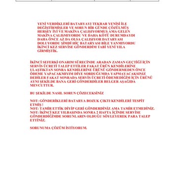 Garanti Sonrası Çözülmeyen Süpürge Sorunu