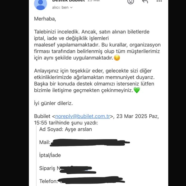 Sağlık Problemi Nedeniyle Konser Bileti İadesi Sorunu