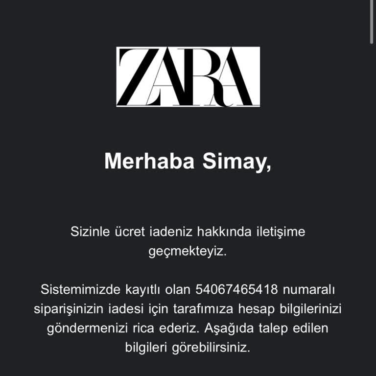 Zara'dan Yanlış Ürün Ve İade Sorunu