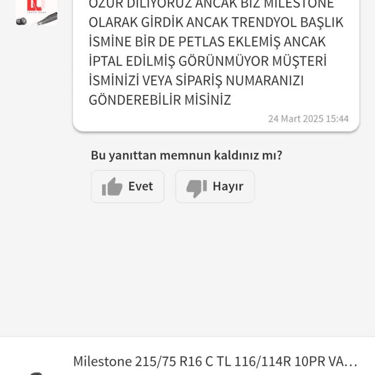 Yanıltıcı Lastik Gönderimi
