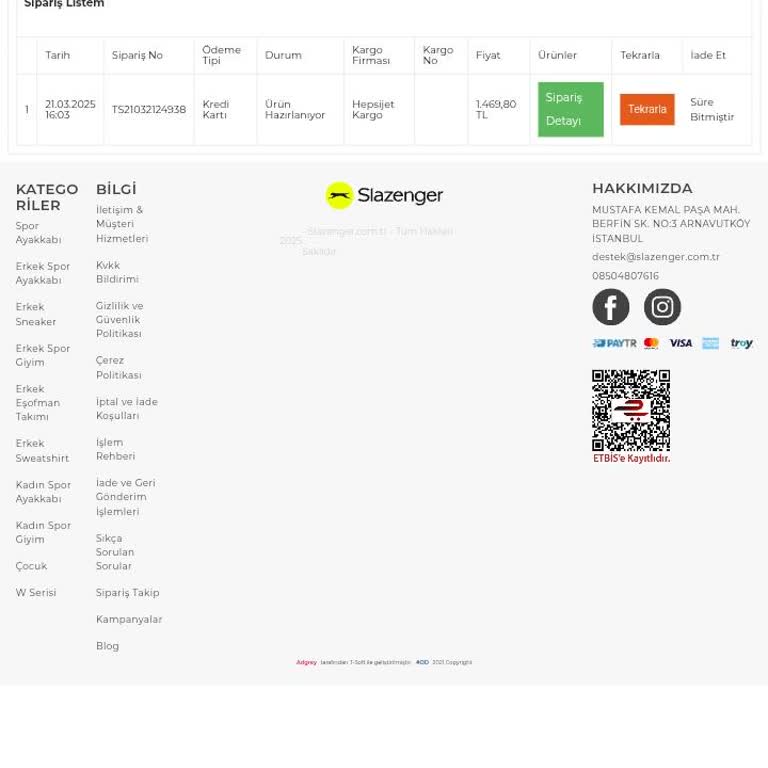 Slazenger Siparişim Neden Hala Hazırlık Aşamasında?