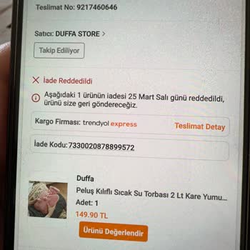 Trendyol Ve Duffa Store'un Sıcak Su Torbası Hayal Kırıklığı