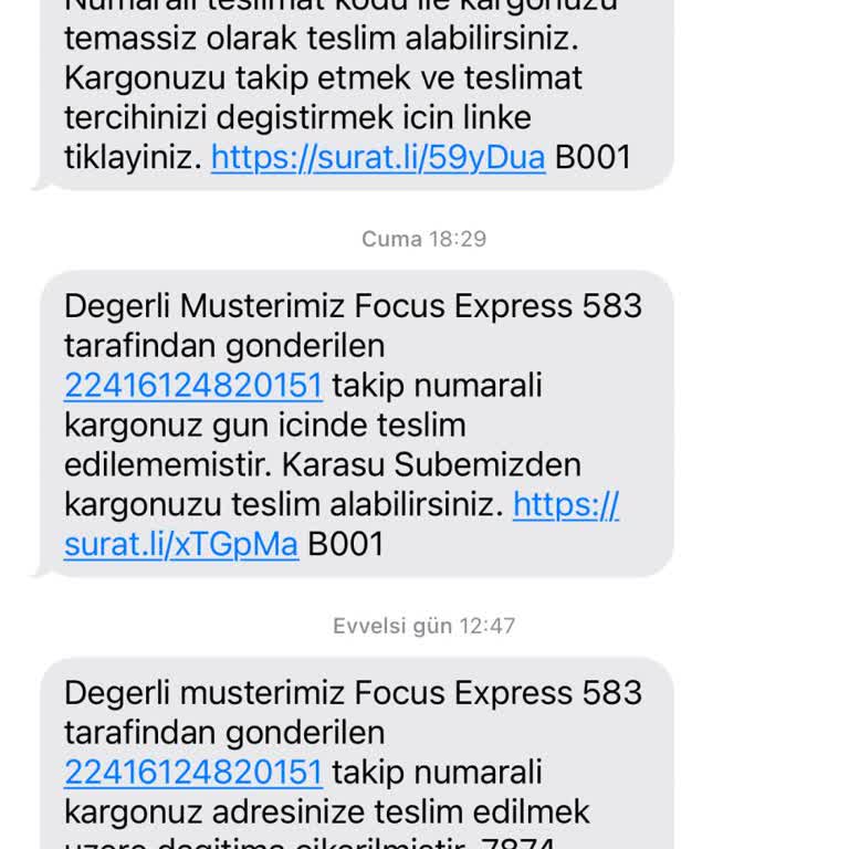 Sürat Kargo Karasu Şubesinin İletişimsiz İade Süreci