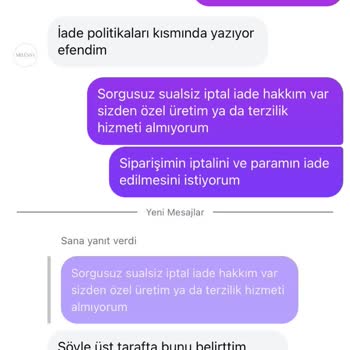 Melensa.com Sipariş Sorunu Ve İptal Edilemeyen İşlemler