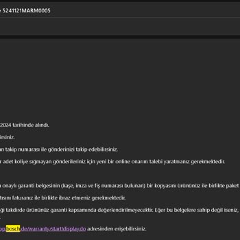 Bosch Süpürge Garanti Süreci Ve İletişim Sorunları
