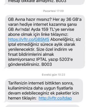 Vodafone'un Otomatik Paket Tanımlama Sorunu