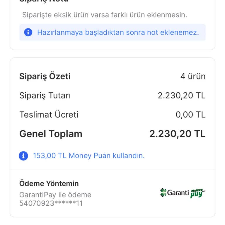 İptal Edilen Siparişte Money Puan İadesi Sorunu