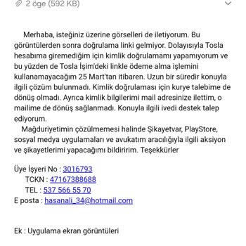 Tosla Uygulamasıyla Kimlik Doğrulama Sorunu Ve Müşteri Hizmetleri İlgisizliği