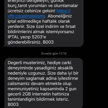 Vodafone Çark'tan Kazandığım İnternet Kullanılamıyor
