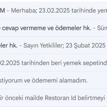 Yemeksepeti'nden Ödeme Sorunu Ve İletişimsizlik