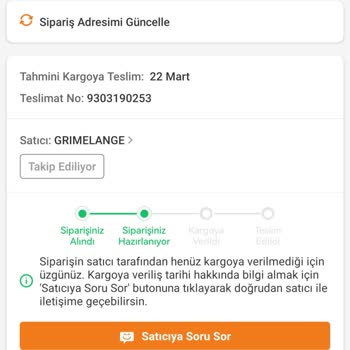 Siparişimin Kargoya Verilmemesi