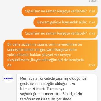 Siparişimin Kargoya Verilmemesi