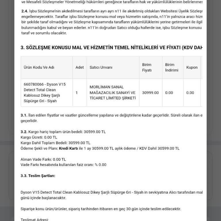 N11 Üzerinden Alınan Dyson Süpürge Kayıt Sorunu
