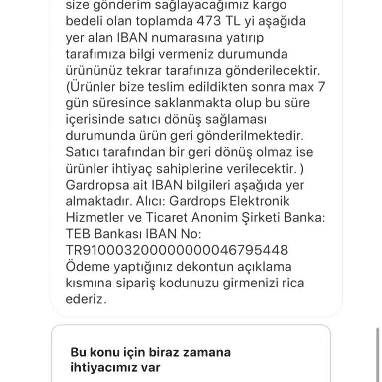 İade Edilen Ürün İçin Ekstra Ücret Talebi