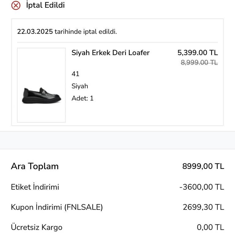 İptal Edilen Ayakkabı Siparişi Mağduriyeti