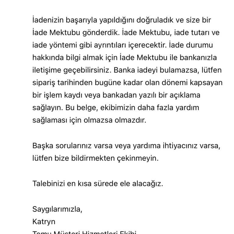 İptal Edilen Siparişin İadesi Hâlâ Yapılmadı