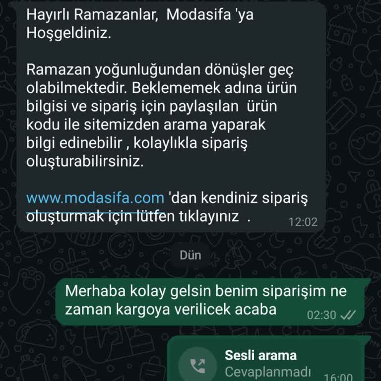 Bayram İçin Sipariş Verdim, Cevap Yok!
