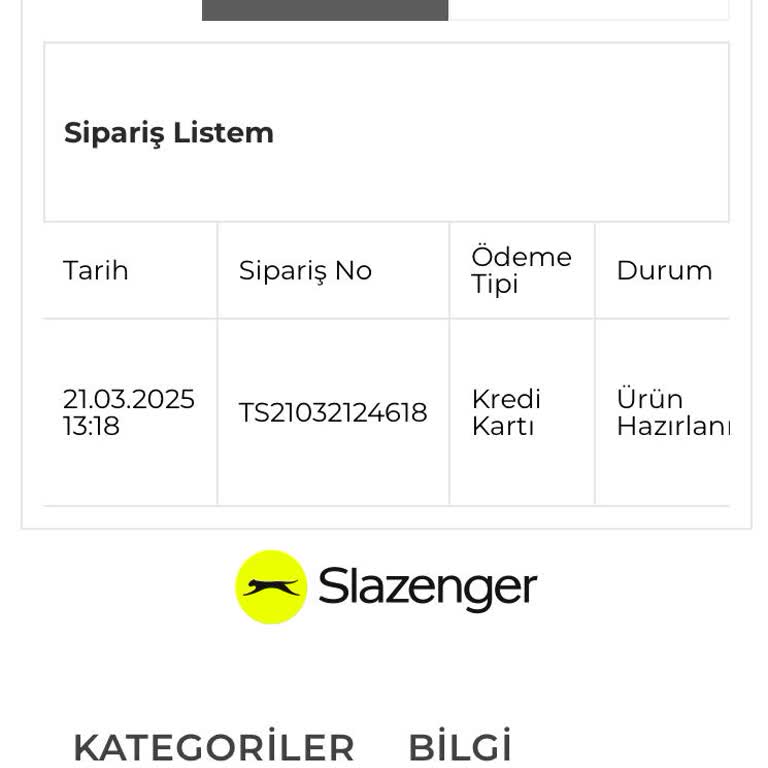 Slazenger Siparişim Neden Hala Gelmedi